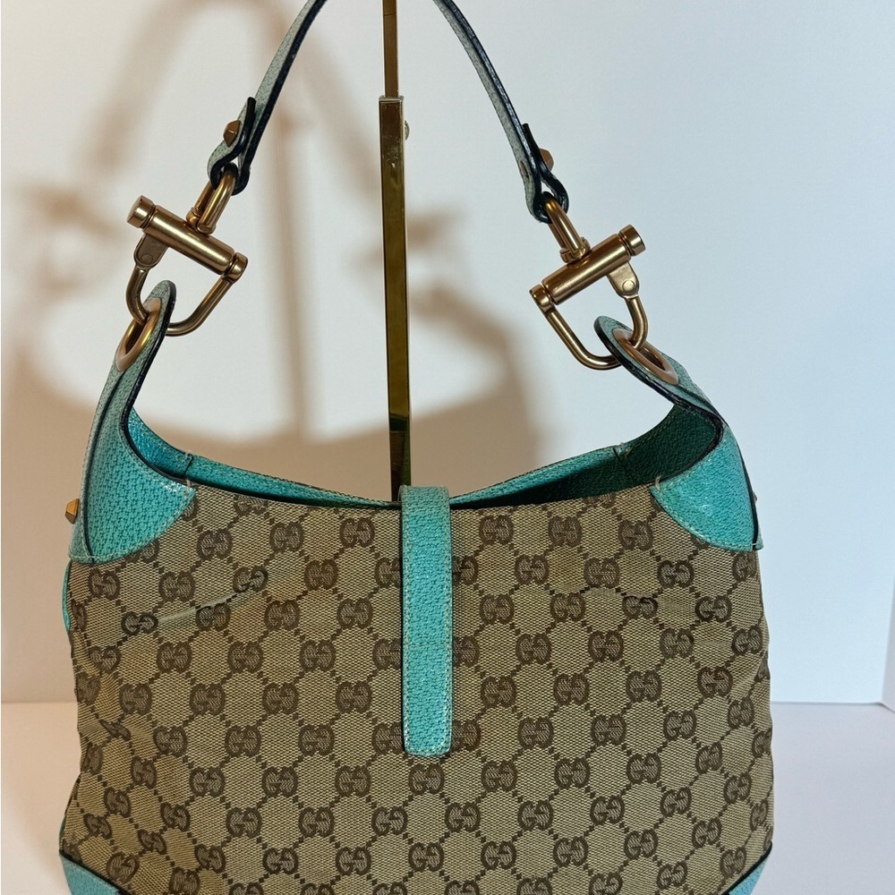 AUTHENTIC Gucci Tan and Teal Jackie Shoulder Bag - Picture 5 of 12